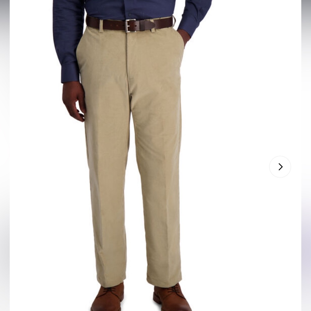 HAGGAR Premium Stretch Cord Khaki Classic Fit Flat Front Pant 40x29 $80 lcsr